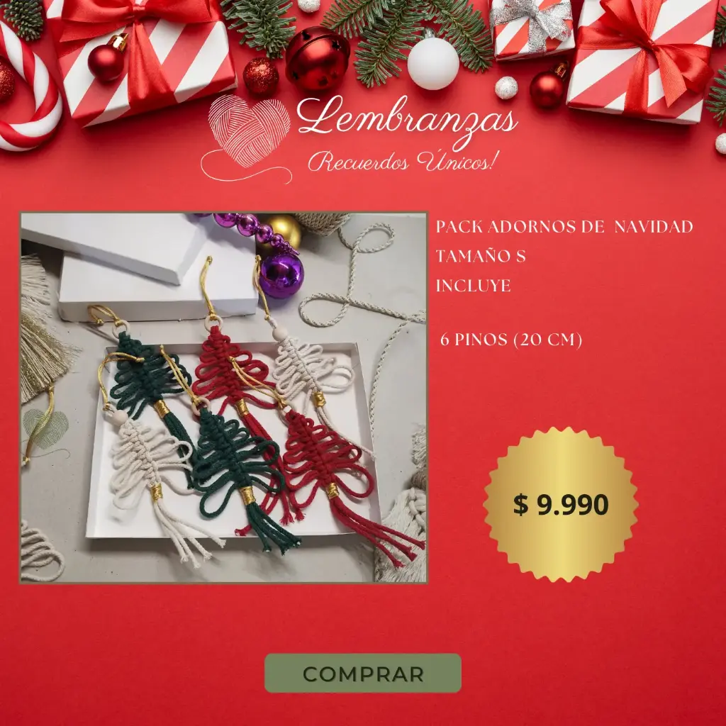 Pack Navidad Tamaño S: Decoración Artesanal de Macramé