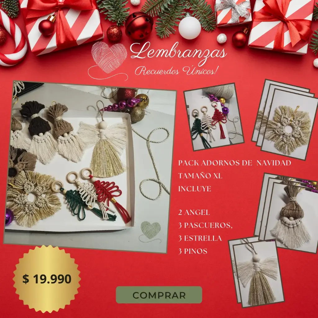 Pack Navidad Tamaño XL: Decoración Artesanal de Macramé