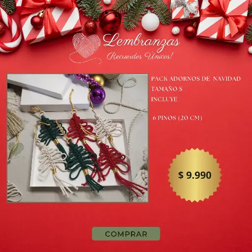 Pack Navidad Tamaño S: Decoración Artesanal de Macramé