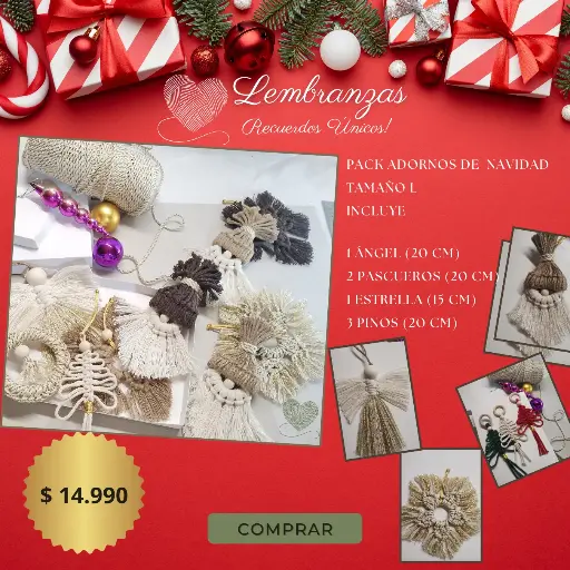 [PNLM] Pack Navidad Tamaño L: Decoración Artesanal de Macramé